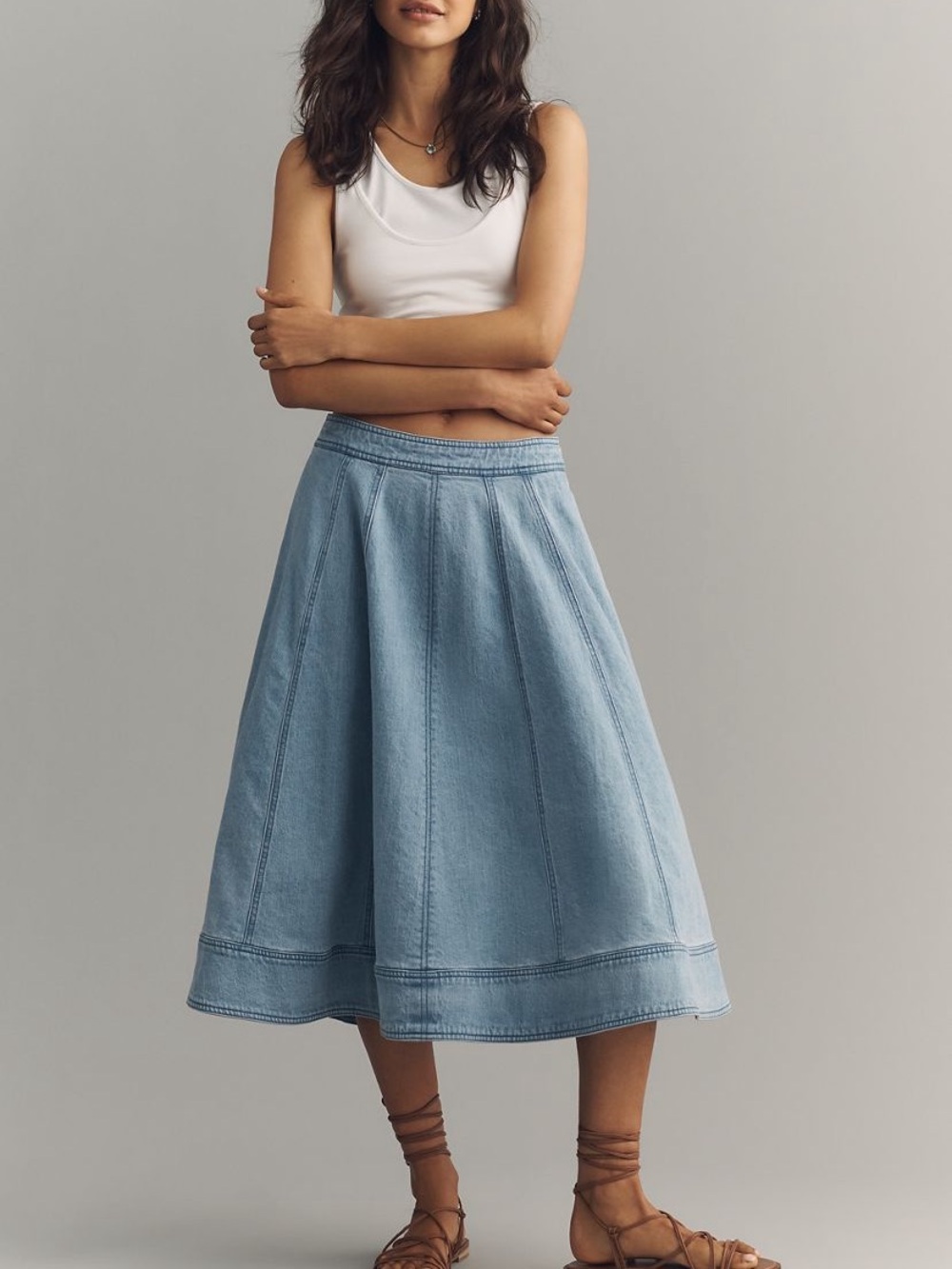 Pilcro Denim full a-line Midi Skirt